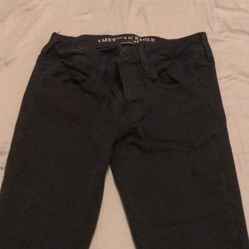 American Eagle distressed black jeggings